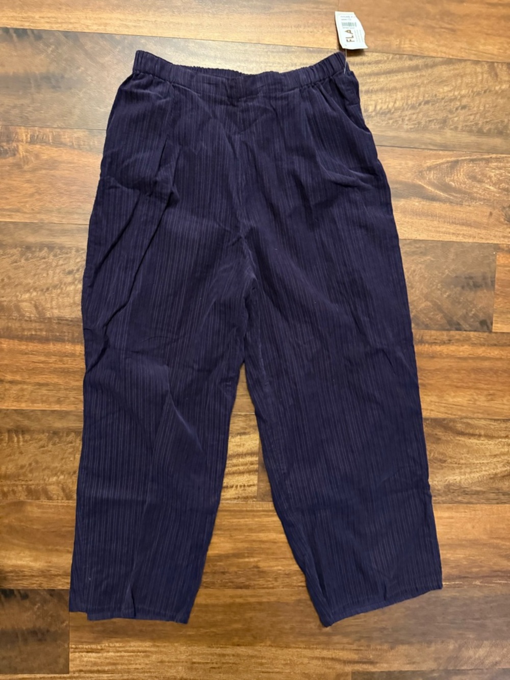 Flax Cotton Plum Corduroy Elastic-Waist Pants